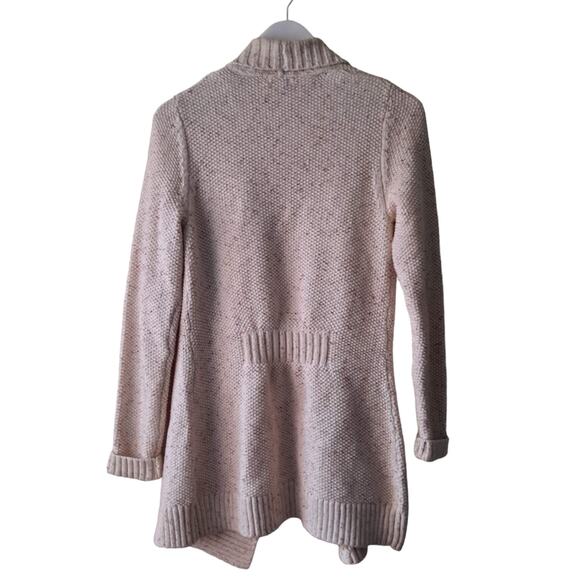 L.L. Bean Oatmeal Color Speckled Chunky Longline Open Cardigan Collar - Size XS - Picture 2 of 13